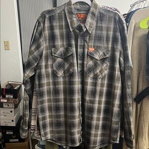 Dixxon “DXN-FR” The Wildland FR Men's Green and Gray Plaid Flannel Shirt